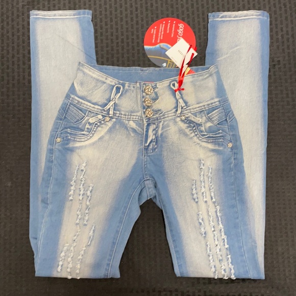 GOGO Jeans Gogo Colombian Jeans With Rhinestone Buttons Sz